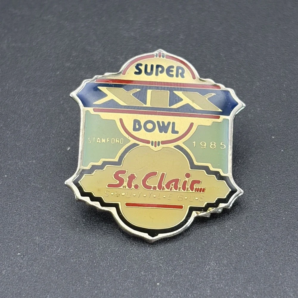 Super Bowl XIX‎ NFL Football St. Clair Shuttle Bus Lapel Hat Pin